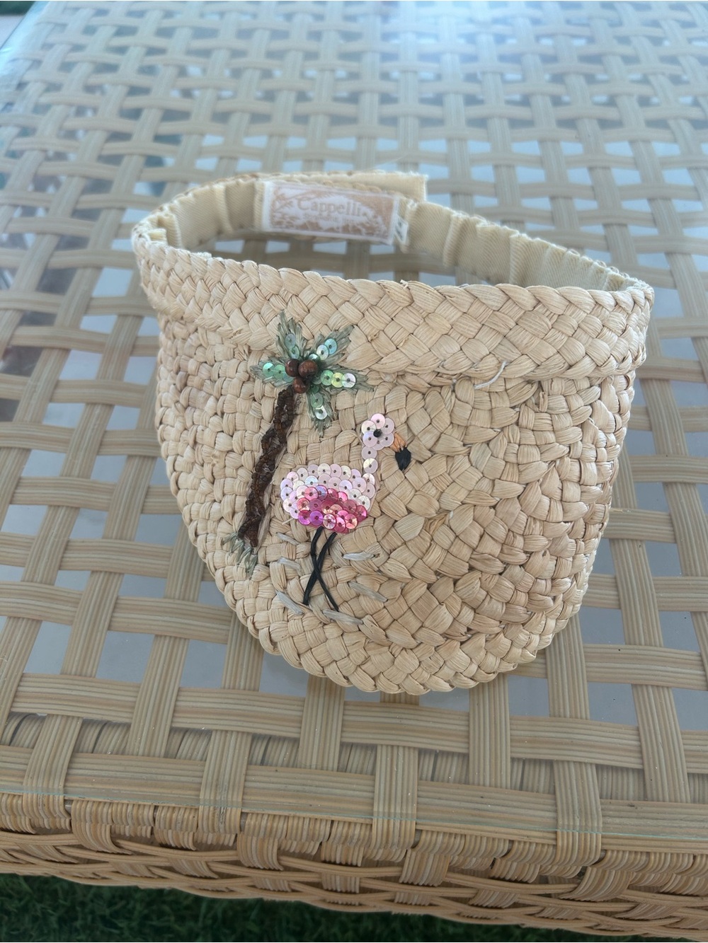 Capelli of New York Beige Straw Visor